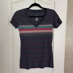 Striped v-neck boyfriend tee